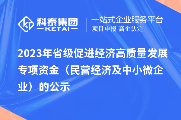 2023年省級促進經濟高質量發(fā)展專項資金（民營經濟及中小微企業(yè)）的公示