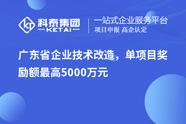 廣東省企業(yè)技術改造，單項目獎勵額最高5000萬元！