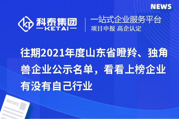 往期2021年度山東省瞪羚、獨角獸企業(yè)公示名單，看看上榜企業(yè)有沒有自己行業(yè)