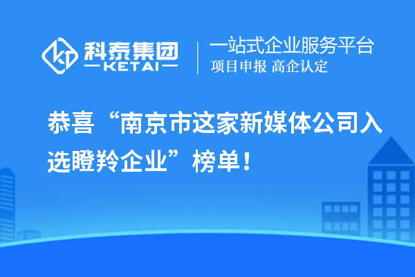 恭喜“南京市這家新媒體公司入選瞪羚企業(yè)”榜單！