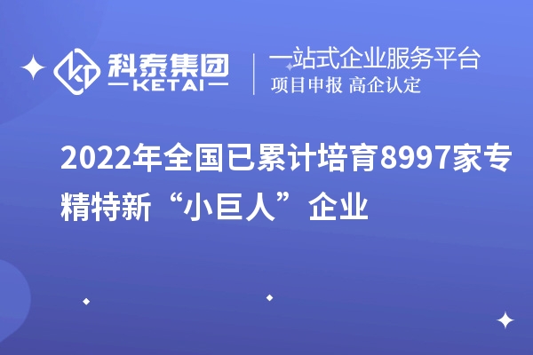 2022年全國(guó)已累計(jì)培育8997家專(zhuān)精特新“小巨人”企業(yè)