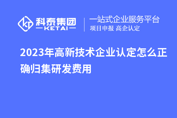 2023年高新技術(shù)企業(yè)認定怎么正確歸集研發(fā)費用