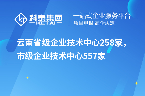 云南省級(jí)企業(yè)技術(shù)中心258家，市級(jí)企業(yè)技術(shù)中心557家