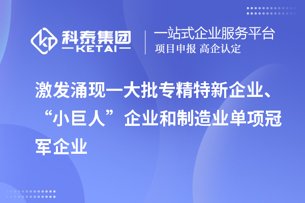 激發(fā)涌現(xiàn)一大批專精特新企業(yè)、“小巨人”企業(yè)和制造業(yè)單項冠軍企業(yè)