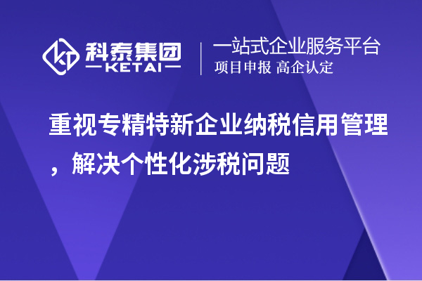 重視專精特新企業(yè)納稅信用管理，解決個(gè)性化涉稅問題