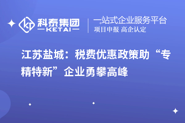 江蘇鹽城:稅費(fèi)優(yōu)惠政策助“專精特新”企業(yè)勇攀高峰