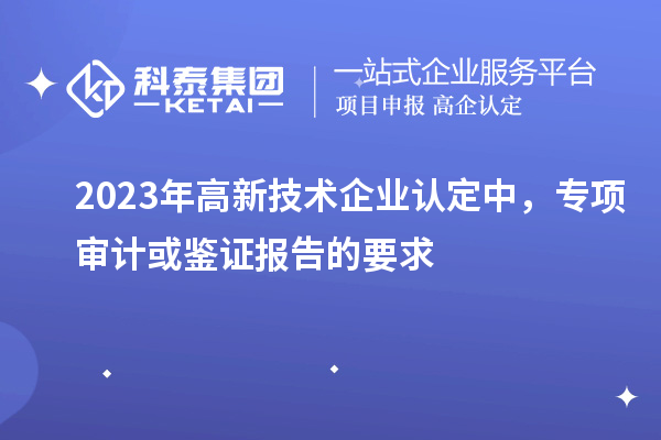 2023年高新技術(shù)企業(yè)認定中，專項審計或鑒證報告的要求