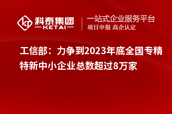 工信部:力爭(zhēng)到2023年底全國(guó)專精特新中小企業(yè)總數(shù)超過(guò)8萬(wàn)家