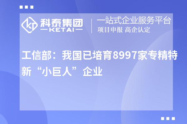 工信部：我國已培育8997家專精特新“小巨人”企業(yè)