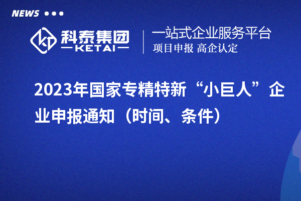 2023年國家專精特新“小巨人”企業(yè)申報(bào)通知（時(shí)間、條件）