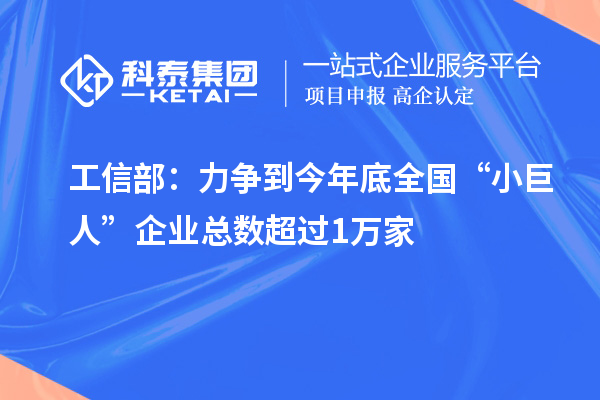 工信部：力爭(zhēng)到今年底全國“小巨人”企業(yè)總數(shù)超過1萬家