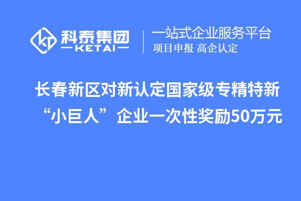 長春新區(qū)對新認(rèn)定國家級專精特新“小巨人”企業(yè)一次性獎勵50萬元