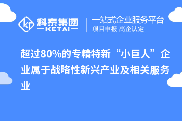 超過80%的專精特新“小巨人”企業(yè)屬于戰(zhàn)略性新興產(chǎn)業(yè)及相關(guān)服務(wù)業(yè)