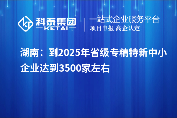 湖南:到2025年省級(jí)專精特新中小企業(yè)達(dá)到3500家左右