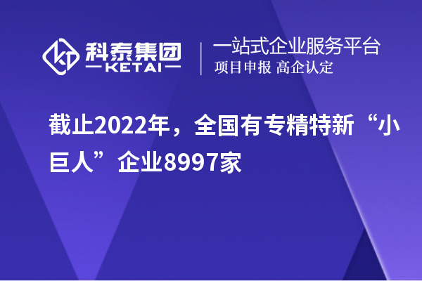 截止2022年，全國有專精特新“小巨人”企業(yè)8997家