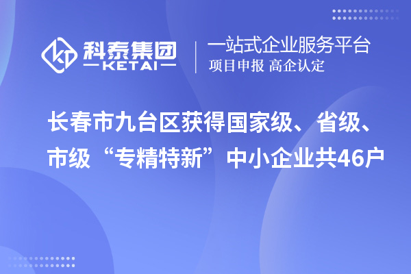 長春市九臺區(qū)獲得國家級、省級、市級“專精特新”中小企業(yè)共46戶
