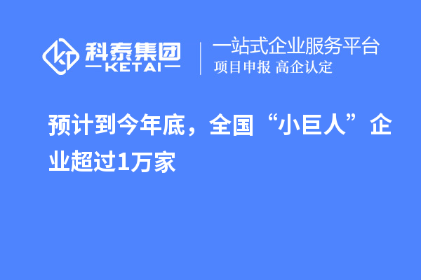 預(yù)計到今年底，全國“小巨人”企業(yè)超過1萬家