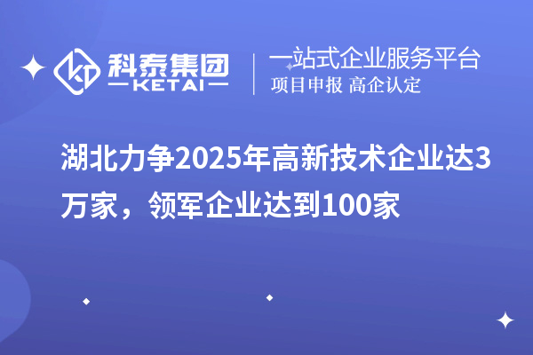 湖北力爭(zhēng)2025年高新技術(shù)企業(yè)達(dá)3萬(wàn)家，領(lǐng)軍企業(yè)達(dá)到100家