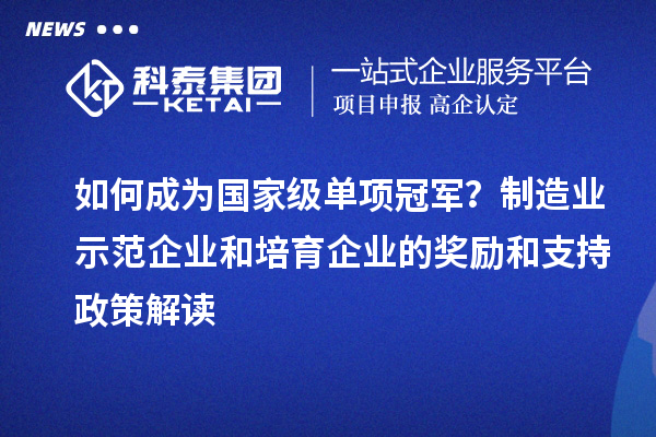 如何成為國家級單項冠軍?制造業(yè)示范企業(yè)和培育企業(yè)的獎勵和支持政策解讀