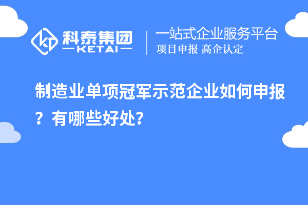 制造業(yè)單項冠軍示范企業(yè)如何申報？有哪些好處？