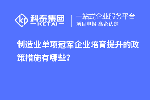 制造業(yè)單項冠軍企業(yè)培育提升的政策措施有哪些？