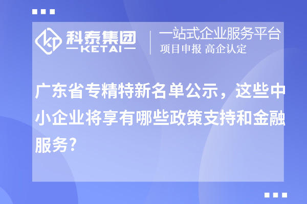 廣東省專精特新名單公示,這些中小企業(yè)將享有哪些政策支持和金融服務(wù)?