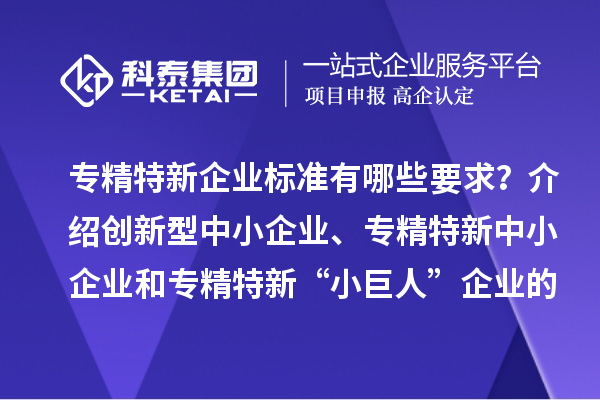 專精特新企業(yè)標(biāo)準(zhǔn)有哪些要求？介紹創(chuàng)新型中小企業(yè)、專精特新中小企業(yè)和專精特新“小巨人”企業(yè)的評(píng)價(jià)和認(rèn)定標(biāo)準(zhǔn)