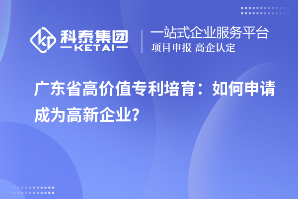 廣東省高價(jià)值專利培育：如何申請(qǐng)成為高新企業(yè)？