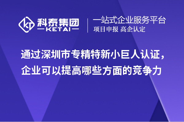 通過深圳市專精特新小巨人認證，企業(yè)可以提高哪些方面的競爭力
