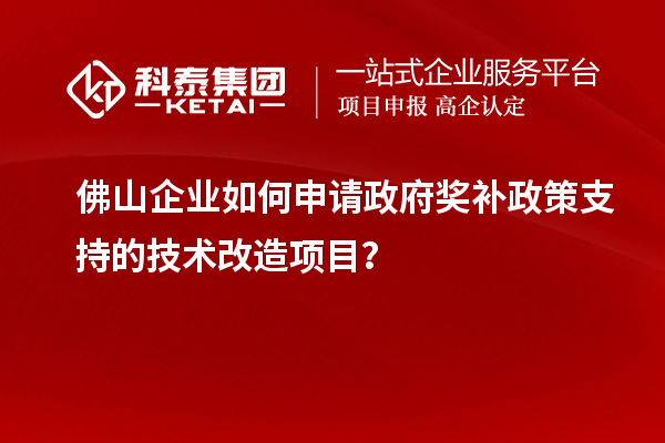 佛山企業(yè)如何申請政府獎補政策支持的技術(shù)改造項目?