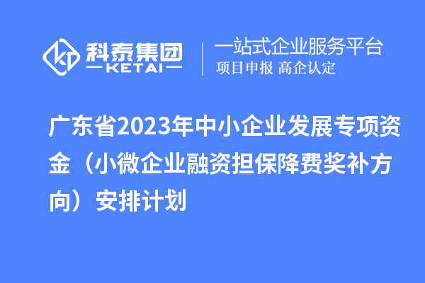 廣東省2023年中小企業(yè)發(fā)展專(zhuān)項(xiàng)資金（小微企業(yè)融資擔(dān)保降費(fèi)獎(jiǎng)補(bǔ)方向）安排計(jì)劃