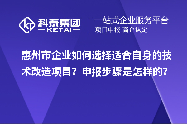 惠州市企業(yè)如何選擇適合自身的技術(shù)改造項目？申報步驟是怎樣的？