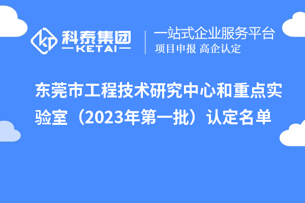 東莞市工程技術研究中心和重點實驗室(2023年第一批)認定名單