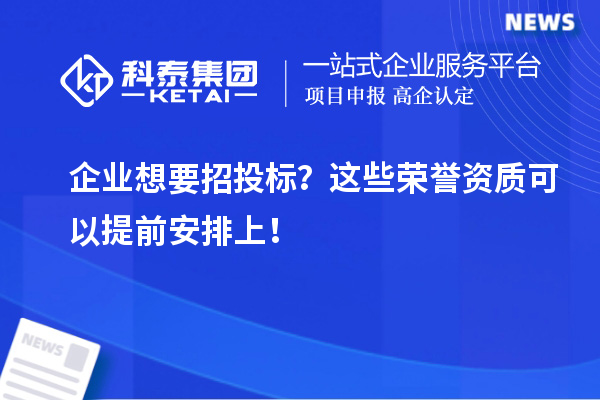 企業(yè)想要招投標(biāo)？這些榮譽(yù)資質(zhì)可以提前安排上！