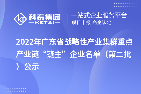 2022年廣東省戰(zhàn)略性產(chǎn)業(yè)集群重點產(chǎn)業(yè)鏈“鏈主”企業(yè)名單(第二批)公示