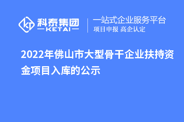 2022年佛山市大型骨干企業(yè)扶持資金項(xiàng)目入庫(kù)的公示