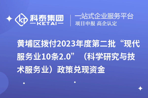 黃埔區(qū)撥付2023年度第二批“現(xiàn)代服務(wù)業(yè)10條2.0”(科學(xué)研究與技術(shù)服務(wù)業(yè))政策兌現(xiàn)資金