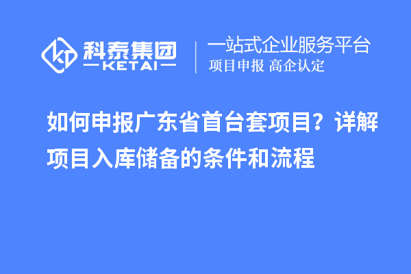如何申報(bào)廣東省首臺(tái)套項(xiàng)目?詳解項(xiàng)目入庫(kù)儲(chǔ)備的條件和流程