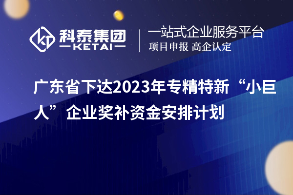 廣東省下達(dá)2023年專精特新“小巨人”企業(yè)獎補(bǔ)資金安排計劃