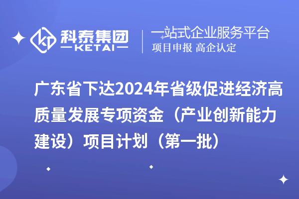 廣東省下達2024年省級促進經(jīng)濟高質(zhì)量發(fā)展專項資金(產(chǎn)業(yè)創(chuàng)新能力建設(shè))項目計劃(第一批)