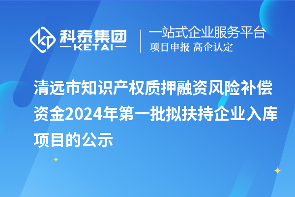 清遠市知識產(chǎn)權(quán)質(zhì)押融資風(fēng)險補償資金2024年第一批擬扶持企業(yè)入庫項目的公示