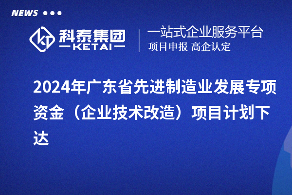 2024年廣東省先進(jìn)制造業(yè)發(fā)展專(zhuān)項(xiàng)資金(企業(yè)技術(shù)改造)項(xiàng)目計(jì)劃下達(dá)