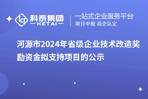 河源市2024年省級企業(yè)技術改造獎勵資金擬支持項目的公示