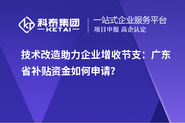 技術(shù)改造助力企業(yè)增收節(jié)支：廣東省補(bǔ)貼資金如何申請(qǐng)？