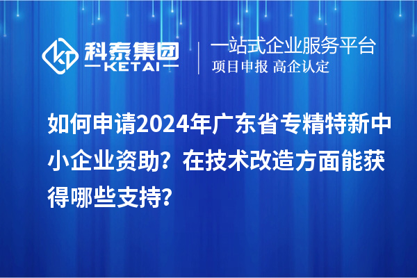 如何申請(qǐng)2024年廣東省專(zhuān)精特新中小企業(yè)資助？在<a href=http://www.a910078829.cn/fuwu/jishugaizao.html target=_blank class=infotextkey>技術(shù)改造</a>方面能獲得哪些支持？