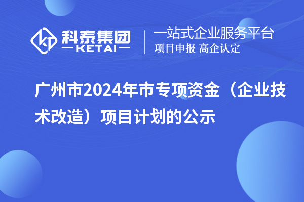 廣州市2024年市專項資金(企業(yè)技術(shù)改造)項目計劃的公示