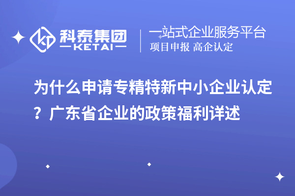 為什么申請專精特新中小企業(yè)認(rèn)定？廣東省企業(yè)的政策福利詳述