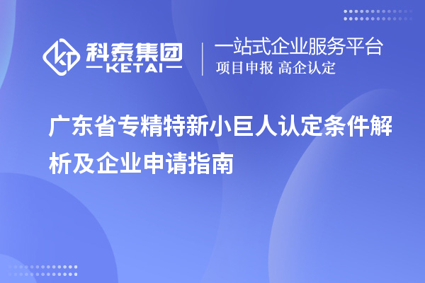 廣東省專精特新小巨人認(rèn)定條件解析及企業(yè)申請(qǐng)指南