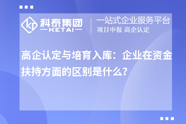 高企認(rèn)定與培育入庫：企業(yè)在資金扶持方面的區(qū)別是什么？