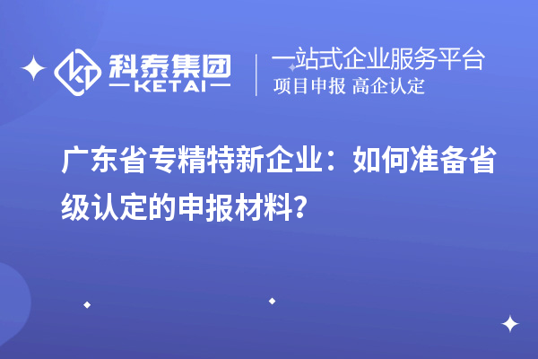 廣東省專精特新企業(yè)：如何準(zhǔn)備省級認(rèn)定的申報材料？